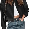 Discover our bomber jackets, in various colors, shapes and styles. Find elegant, versatile, printed & sporty bombers following the latest trends. Baonmy Women's Lightweight Cropped Bomber Jacket Casual Long Sleeve Varsity Jacket with Pocket Button Down Y2k Jacket