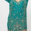 Ornate golden threadwork and beading on ethnic kurta