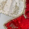 Free-size white sarara with embroidered mirror work and comfortable fit