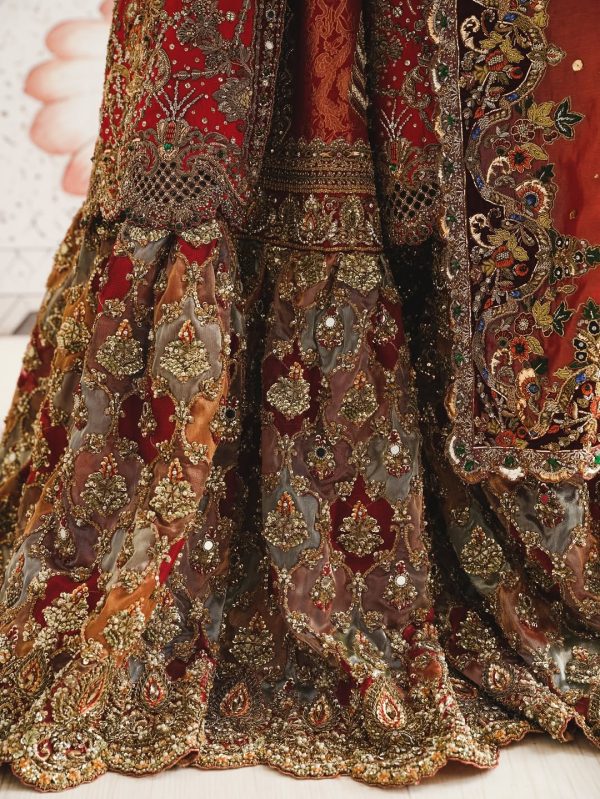 CoutureCraze red bridal lehenga with heavy gold embroidery, designer blouse, and embroidered dupatta