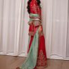 Ruby Red Gold Embroidered Sharara Set