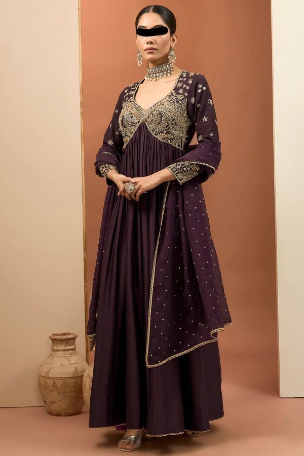 Buy Embroidered Anarkali Gown Online in India – Designer Party Wear & Wedding Collection | Couturecraze - Image 2