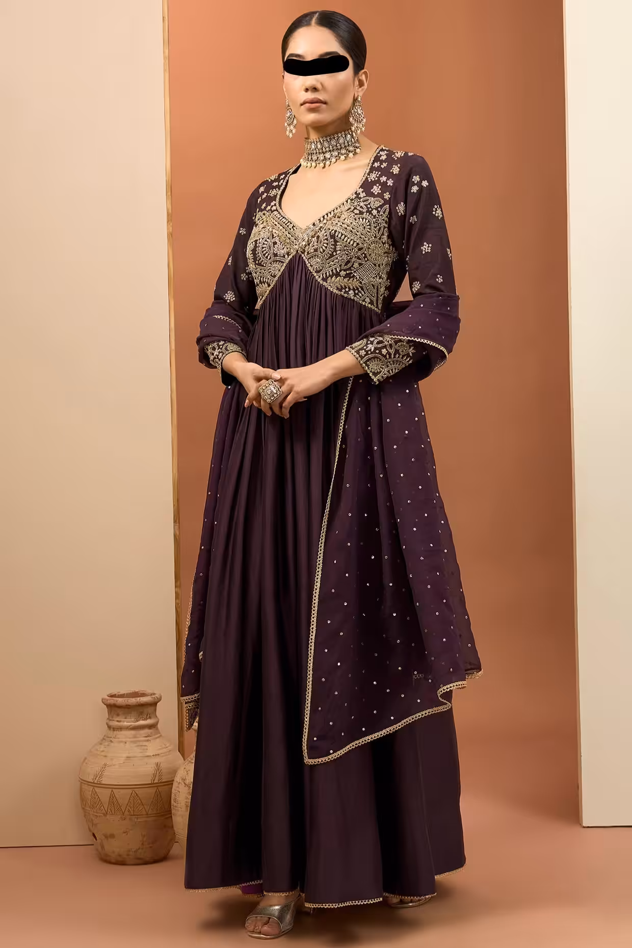 Buy Embroidered Anarkali Gown Online in India – Designer Party Wear & Wedding Collection | Couturecraze - Image 2