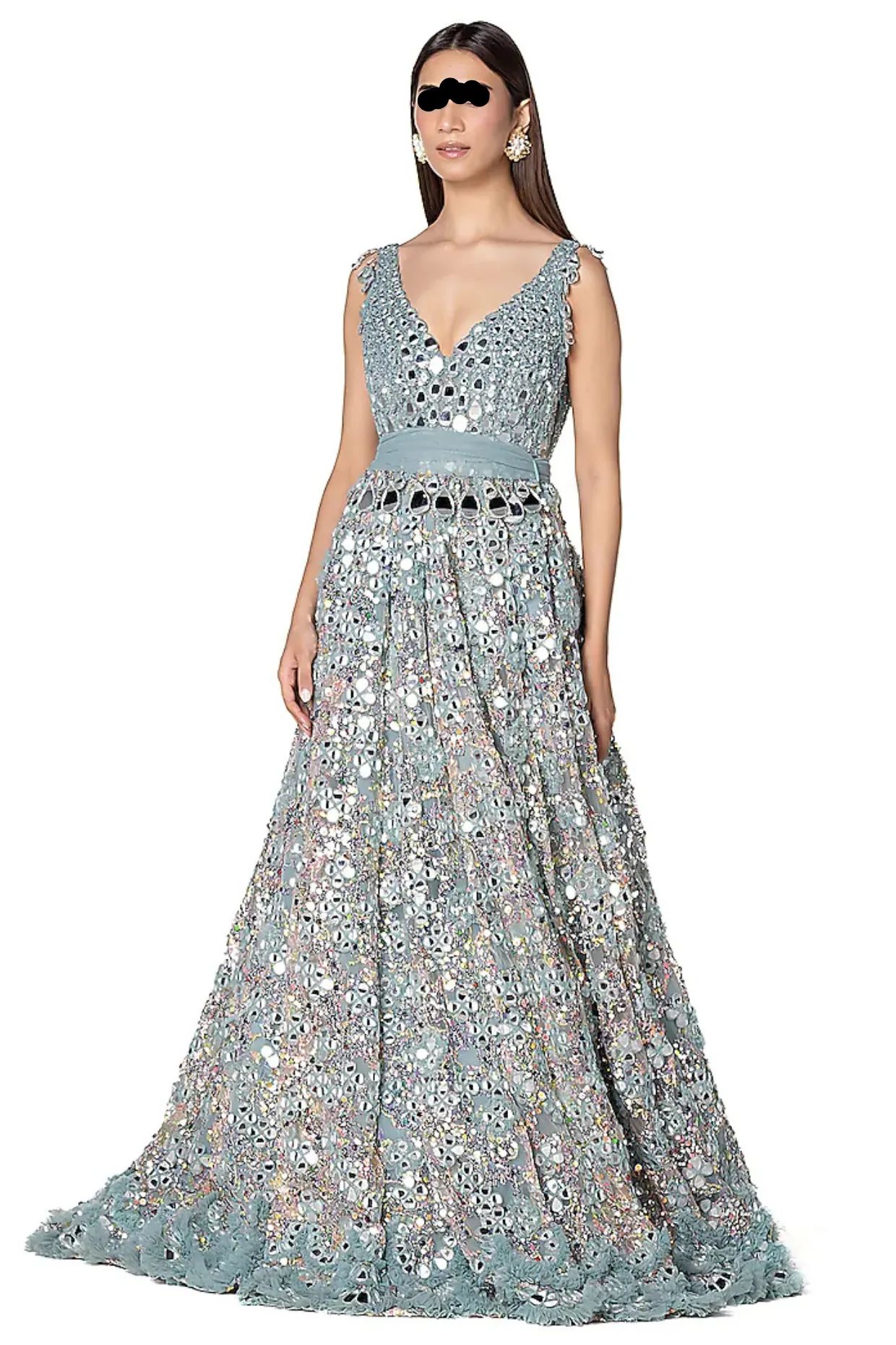 Graceful Aqua Blue Net Embroidered Anarkali Set by CoutureCraze – Light and Flowing Kurta with Detailed Embroidery – Perfect for Weddings, Festive Events, and Special Occasions - Image 3