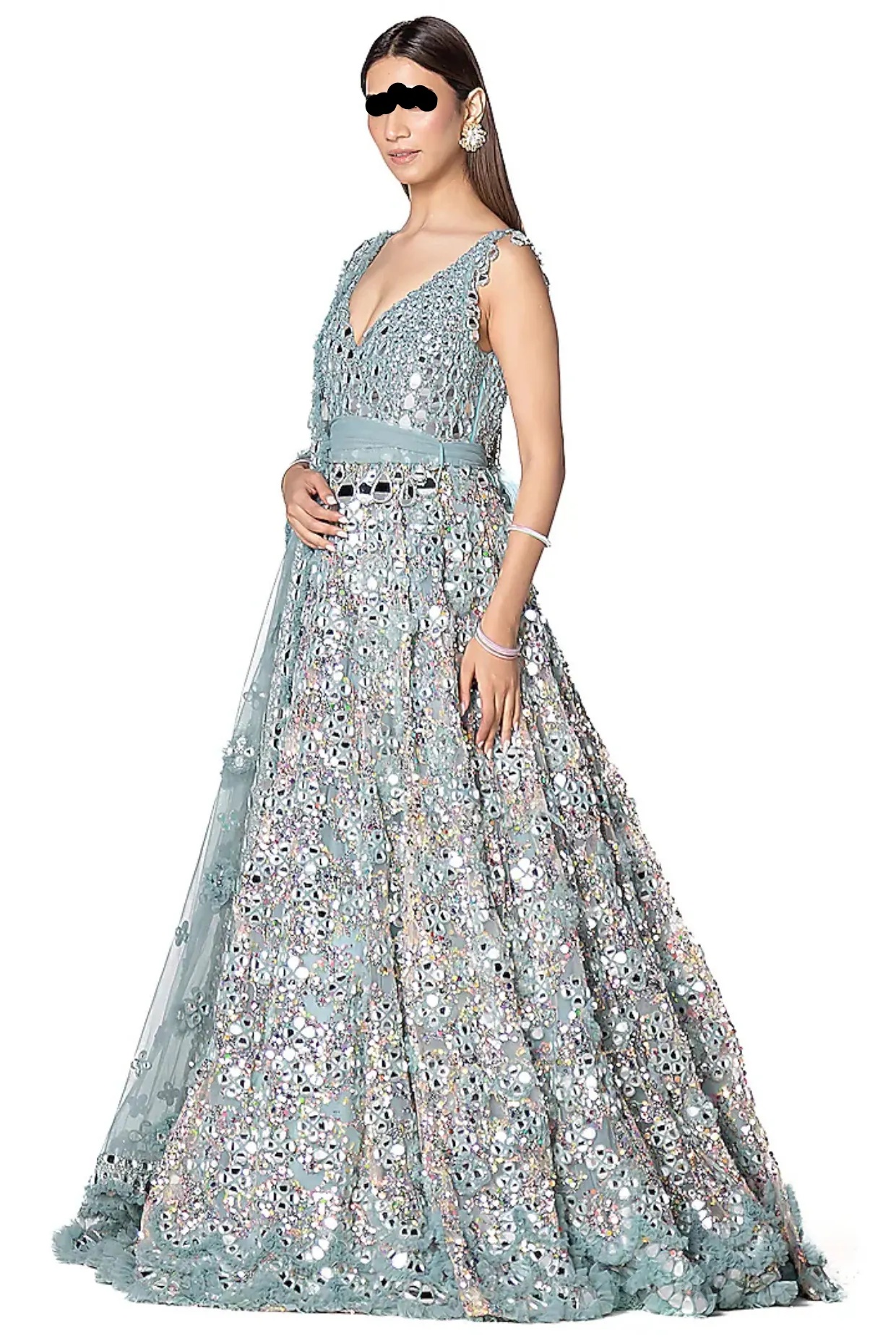 Graceful Aqua Blue Net Embroidered Anarkali Set by CoutureCraze – Light and Flowing Kurta with Detailed Embroidery – Perfect for Weddings, Festive Events, and Special Occasions - Image 2