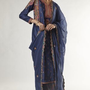 Blue Chanderi Kurta Set