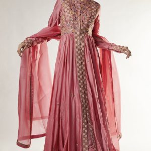 Pink Chanderi Kalidar Kurta Set