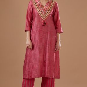 Pink Bandhani Printed Kurta Set