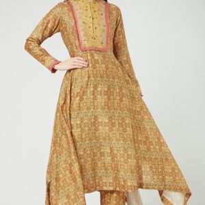 Mustard Printed Kurta Set