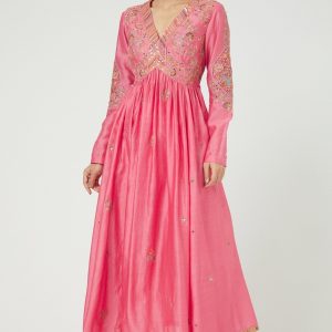 Pink Chanderi Kurta Set