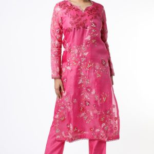 Fuchsia Organza Kurta Set