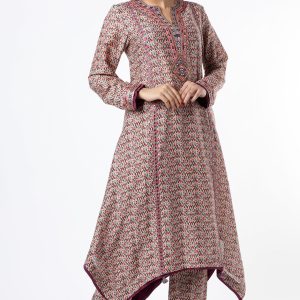 Beige Mirror Embroidered Kurta Set