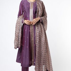 Purple Chanderi Kurta Set