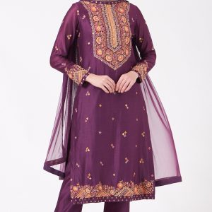 Purple Embroidered Kurta Set