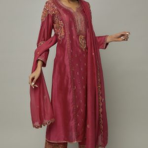 Pink Chanderi Kurta Set