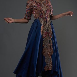 Blue Chanderi Kalidar Kurta Set