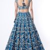 Blue embroidered lehenga set with beadwork and sequins for bridal and festive wear from CoutureCraze