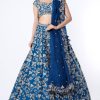 Blue embroidered lehenga set with beadwork and sequins for bridal and festive wear from CoutureCraze