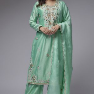 Turquoise Chanderi Kurta Set