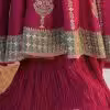 Close up marori embroidery on berry magenta kurta