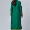 Back view of green chiniya silk applique embroidered kurta set