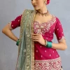 Butterfly net dori embroidered pink kurta sharara set