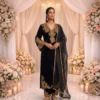 black velvet zardosi hand embroidered kurta set with pants and dupatta black velvet zardosi hand embroidered kurta set with pants and dupatta