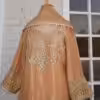 Golden Anarkali suit with intricate embroidery and dupatta