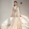 Ivory embroidered lehenga set with floral sequin work bridal wedding outfit for women