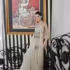 Ivory embroidered lehenga set with floral sequin work bridal wedding outfit for women