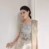 Ivory embroidered lehenga set with floral sequin work bridal wedding outfit for women