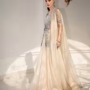 Ivory embroidered lehenga set with floral sequin work bridal wedding outfit for women