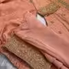 Peach embroidered kurta set with zari and sequin work festive ethnic outfit for women