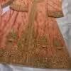 Peach embroidered kurta set with zari and sequin work festive ethnic outfit for women