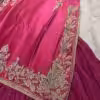 Pink silk hand embroidered kurta sharara set with zari floral work for wedding and festive wear
